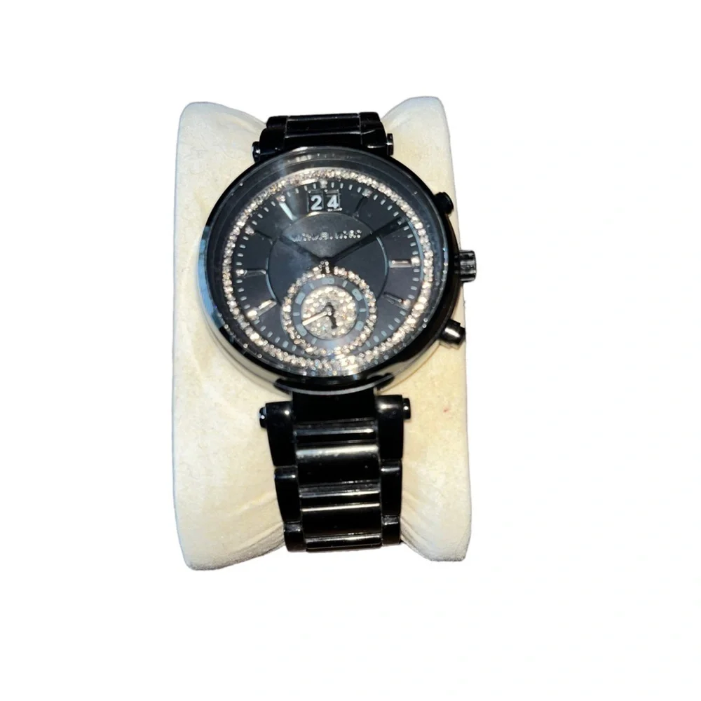 Michael Kors All Black crystal Paved Mk6297 Swayer Xoxo Limited Ed Women's Watch